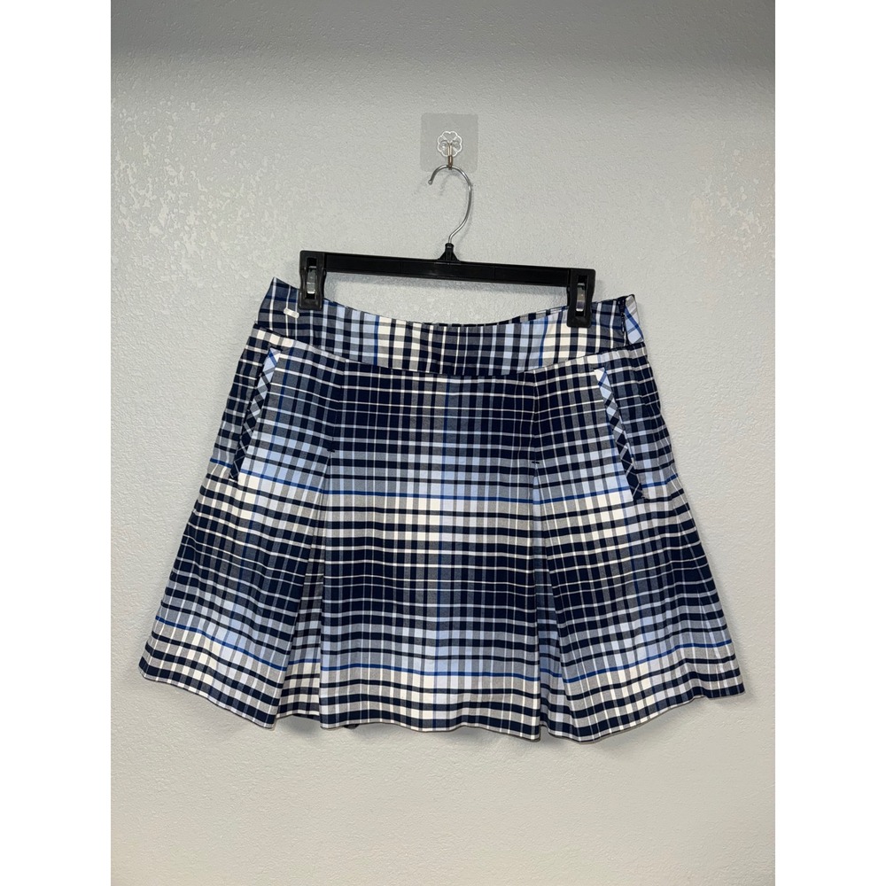 Lizgolf Liz Claiborne Blue White Plaid Pleated Golf Skort Size‎ 8 Activewear